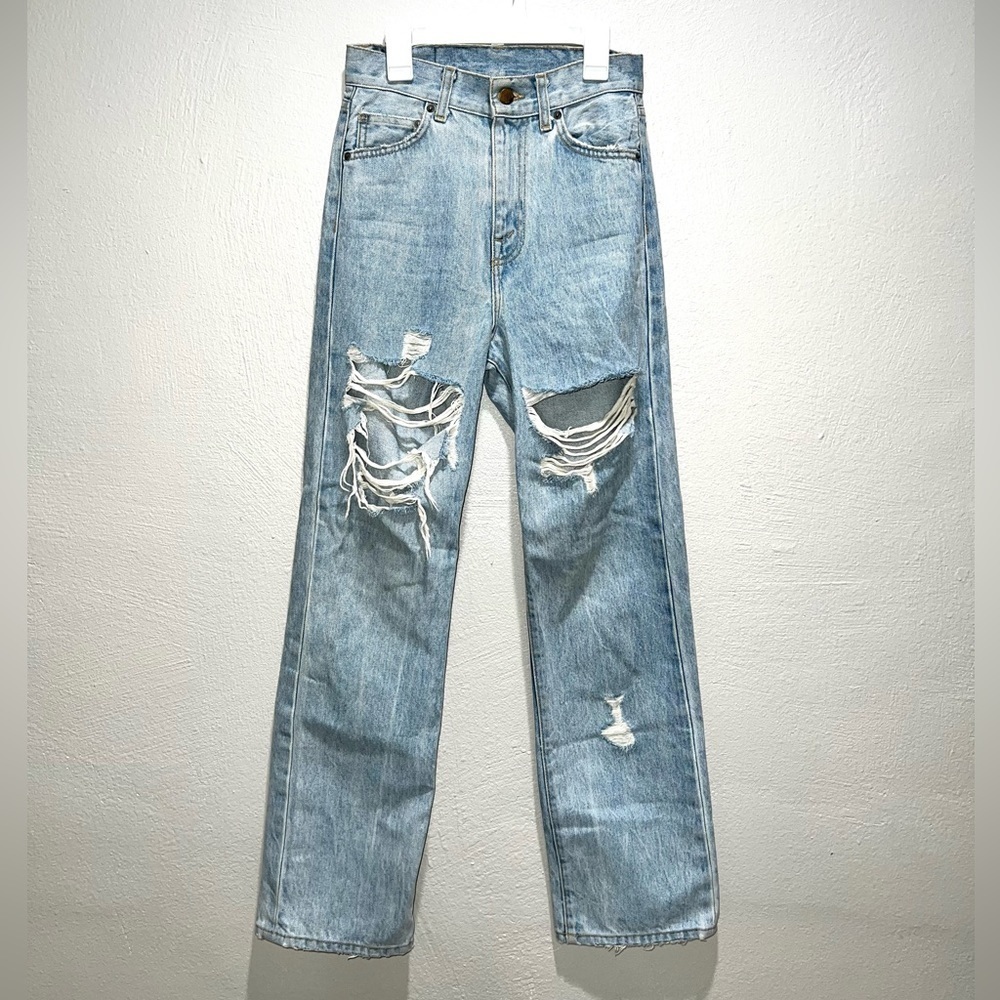 Carmar Distressed High Rise Straight Jeans